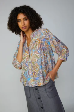 Current Air Paisley Motif Button Blouse MLT Sale