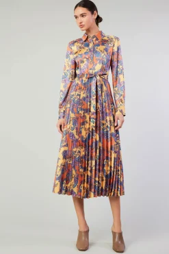 Current Air Paisley Pleated Maxi Dress ORANGEPAISLEY Outlet