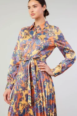 Current Air Paisley Pleated Maxi Dress ORANGEPAISLEY Outlet