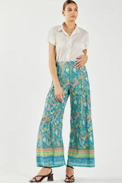 Current Air Paisley Printed Wide Leg Pants BLUEORANGE Outlet