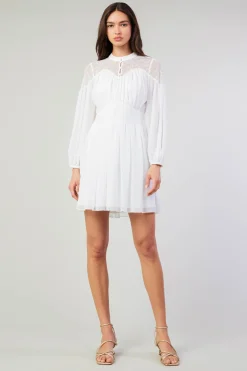 Current Air Palermo Lace Collared Mini Dress WHITE Hot
