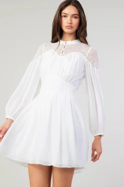 Current Air Palermo Lace Collared Mini Dress WHITE Hot