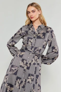 Current Air Paneled Buttonup Dress BLACKTAUPEMLT New