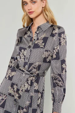 Current Air Paneled Buttonup Dress BLACKTAUPEMLT New