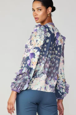 Current Air Peacock Floral Blouse NAVYMULTI Sale