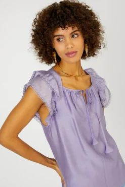 Current Air Peekaboo Flutter Sleeve Top LAVENDER Discount