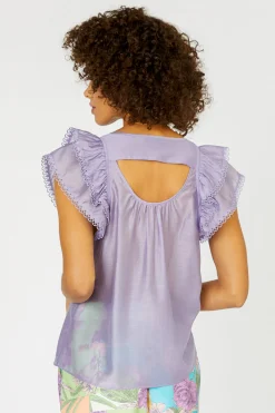 Current Air Peekaboo Flutter Sleeve Top LAVENDER Discount