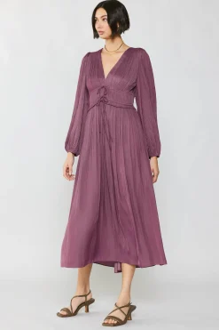 Current Air Petite - Sidonie Pleated Maxi Dress DUSTYPLUMPETITE Hot