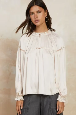 Current Air Picot Ruffled Blouse ECRU Outlet