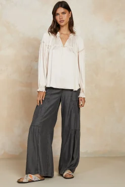 Current Air Picot Ruffled Blouse ECRU Outlet