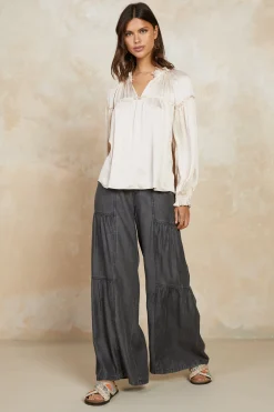 Current Air Picot Ruffled Blouse ECRU Outlet