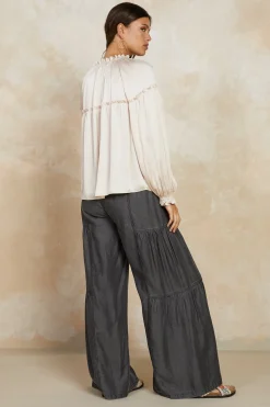 Current Air Picot Ruffled Blouse ECRU Outlet