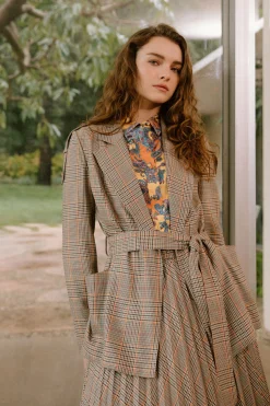 Current Air Plaid Layered Jacket CAMELMLT Hot