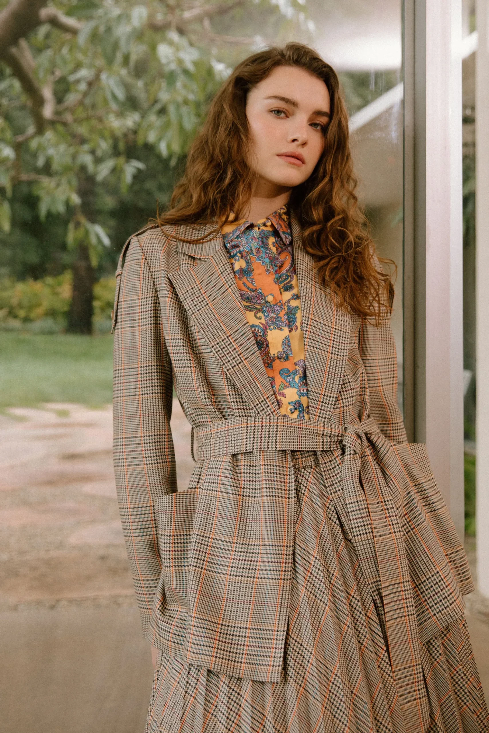 Current Air Plaid Layered Jacket CAMELMLT Hot