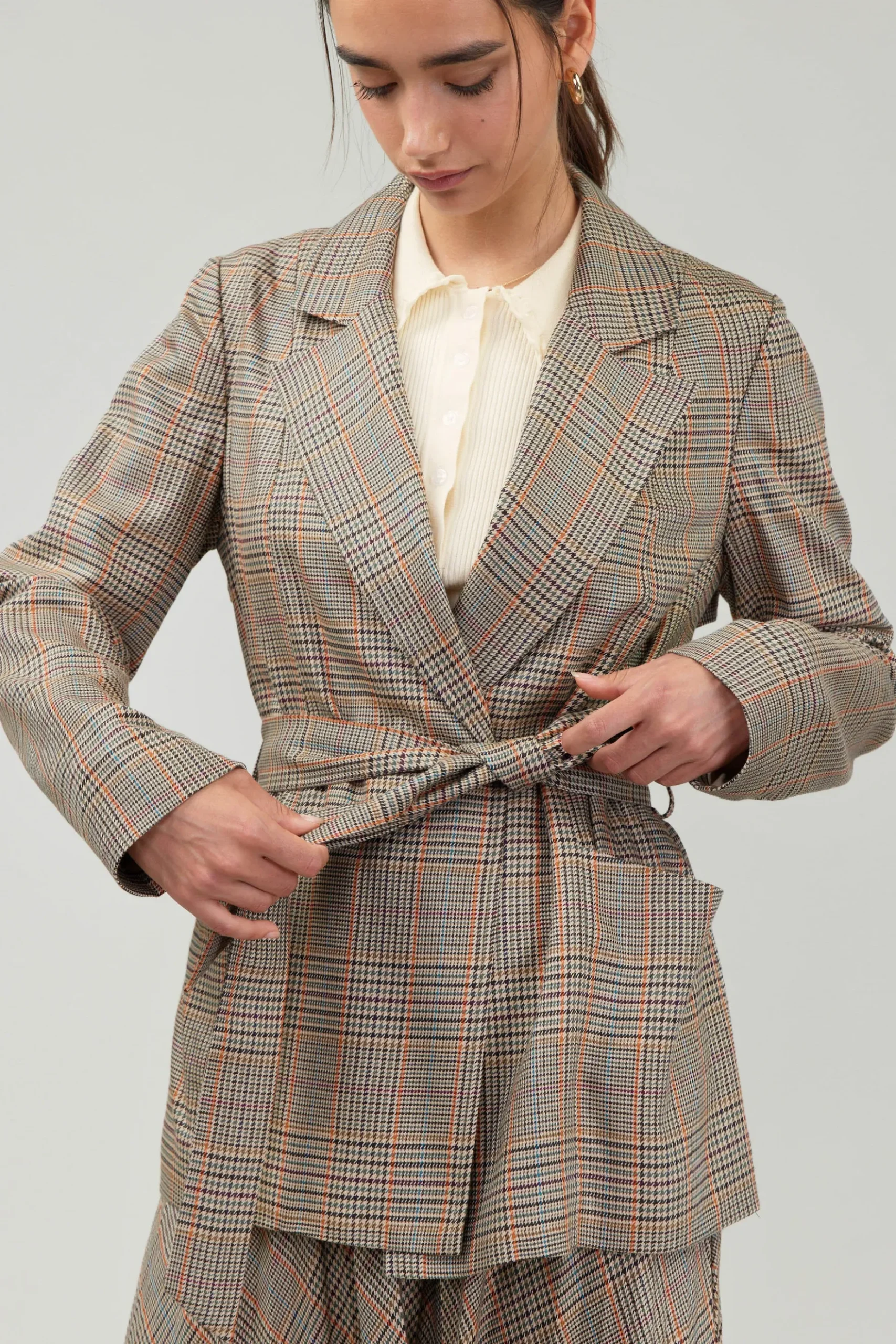 Current Air Plaid Layered Jacket CAMELMLT Hot