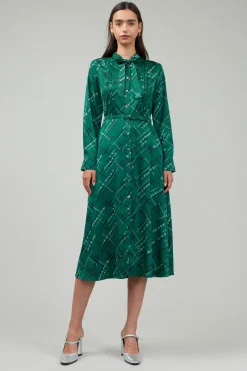 Current Air Plaid Pattern Midi Dress GREEN Online