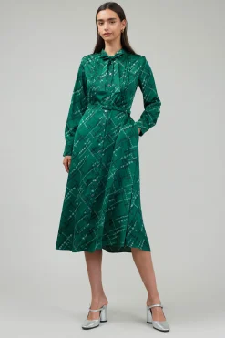Current Air Plaid Pattern Midi Dress GREEN Online