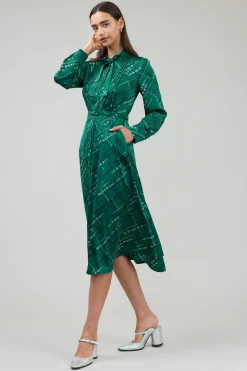 Current Air Plaid Pattern Midi Dress GREEN Online
