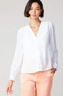 Current Air Pleat Detail Buttondown Shirt WHITE Fashion