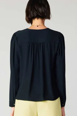 Current Air Pleat Detail Buttondown Shirt BLACK New