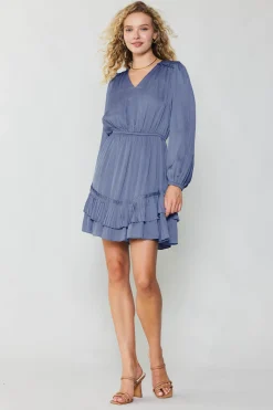Current Air Pleat Detail Tiered Mini Dress FLORENTINEBLUE Outlet