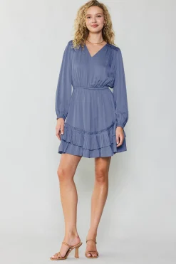 Current Air Pleat Detail Tiered Mini Dress FLORENTINEBLUE Outlet