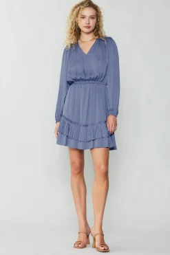 Current Air Pleat Detail Tiered Mini Dress FLORENTINEBLUE Outlet