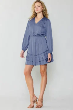 Current Air Pleat Detail Tiered Mini Dress FLORENTINEBLUE Outlet