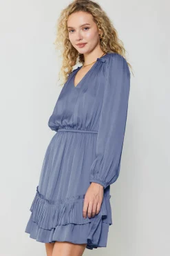 Current Air Pleat Detail Tiered Mini Dress FLORENTINEBLUE Outlet