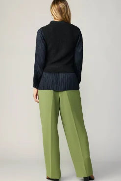 Current Air Pleated Blouse Sweater Vest BLACK Sale