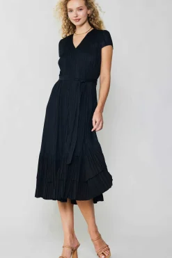 Current Air Pleated Midi Dress BLACK New