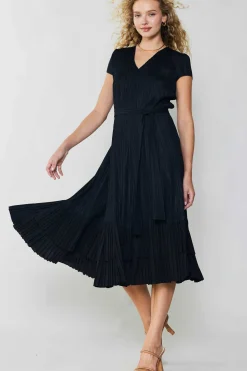 Current Air Pleated Midi Dress BLACK New