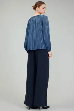 Current Air Pleated Shimmery Blouse MIDNIGHTBLUE Hot
