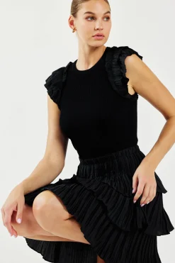 Current Air Pleated Skirt Sweater Dress BLACK Discount