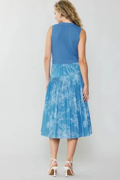 Current Air Pleated Skirt Sweater Dress LIGHTBLUE Clearance
