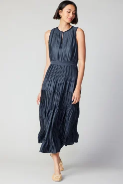 Current Air Pleated Sleeveless Maxi Dress NAVY Best