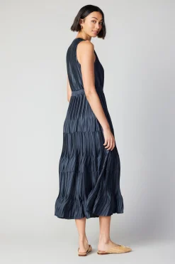 Current Air Pleated Sleeveless Maxi Dress NAVY Best