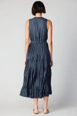 Current Air Pleated Sleeveless Maxi Dress NAVY Best