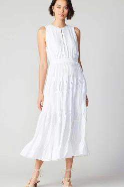 Current Air Pleated Sleeveless Maxi Dress WHITE Fashion
