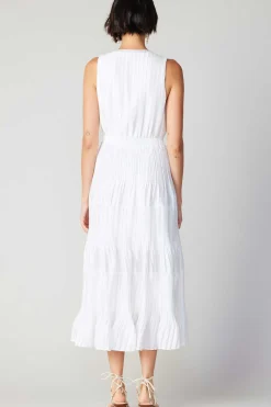 Current Air Pleated Sleeveless Maxi Dress WHITE Fashion