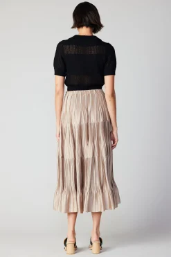 Current Air Pleated Tiered Midi Skirt TAUPE Online