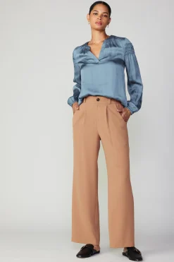Current Air Pleated Wide Leg Pant BURNTCARAMEL Clearance