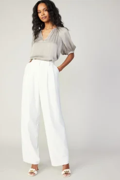 Current Air Pleated Wide Leg Pants WHITE Online