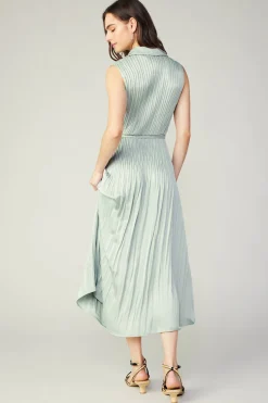 Current Air Plisse Buttondown Dress SILVERSAGE Online