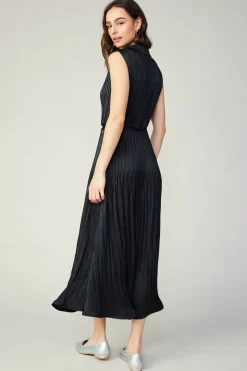Current Air Plisse Buttondown Dress BLACK Discount