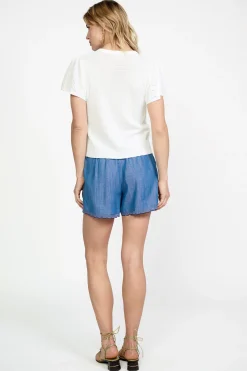 Current Air Pointelle Knit Sweater Top WHITE Fashion