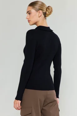 Current Air Polo Sweater Top BLACK Clearance