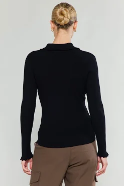 Current Air Polo Sweater Top BLACK Clearance