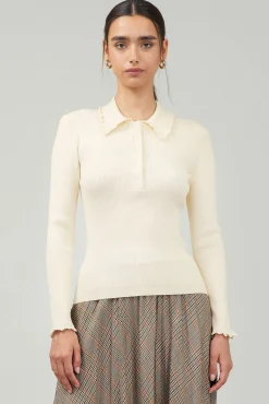 Current Air Polo Sweater Top IVORY Sale