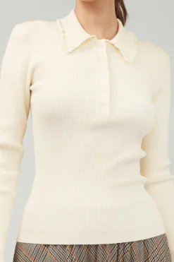 Current Air Polo Sweater Top IVORY Sale